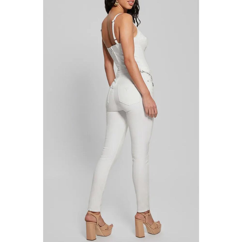 Guess Vanna Sleeveless Skinny Leg Denim Jumpsuit White Womens Size M x 29 NWT - Picture 3 of 15